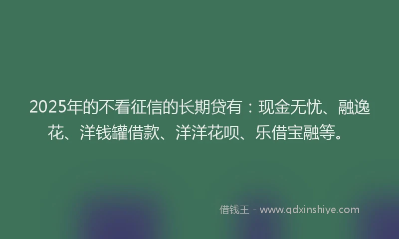 2025年的不看征信的长期贷有：现金无忧、融逸花、洋钱罐借款、洋洋花呗、乐借宝融等。