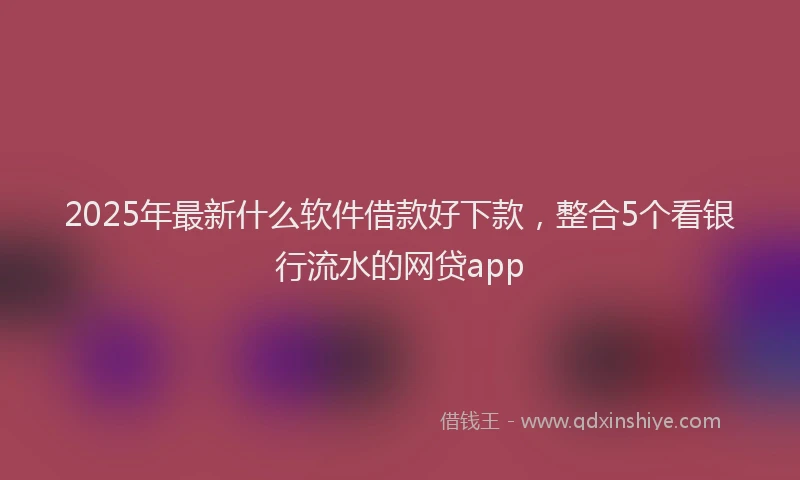 2025年最新什么软件借款好下款，整合5个看银行流水的网贷app