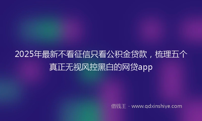 2025年最新不看征信只看公积金贷款，梳理五个真正无视风控黑白的网贷app