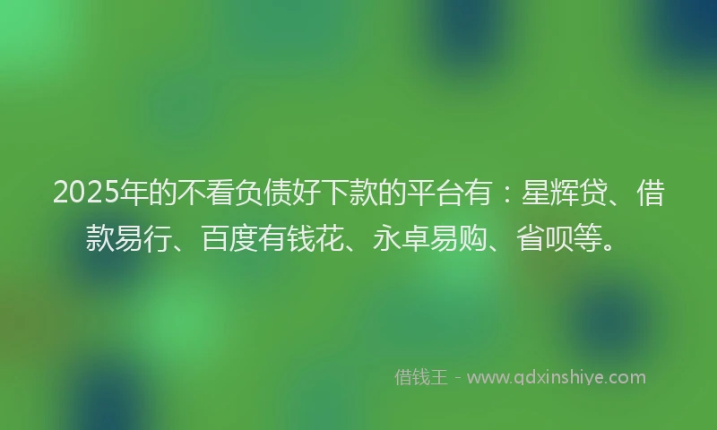 2025年的不看负债好下款的平台有：星辉贷、借款易行、百度有钱花、永卓易购、省呗等。