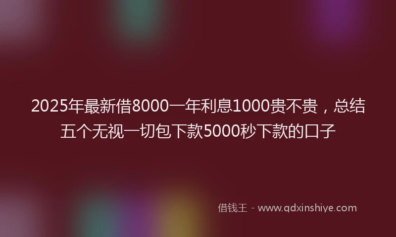 2025年最新借8000一年利息1000贵不贵，总结五个无视一切包下款5000秒下款的口子