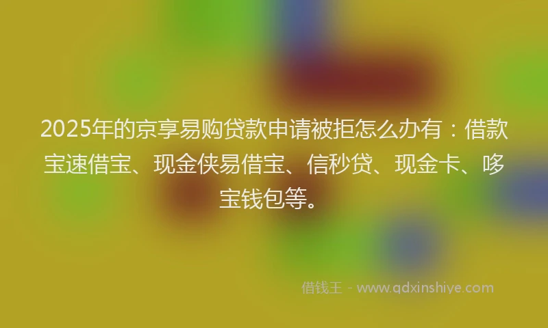 2025年的京享易购贷款申请被拒怎么办有：借款宝速借宝、现金侠易借宝、信秒贷、现金卡、哆宝钱包等。