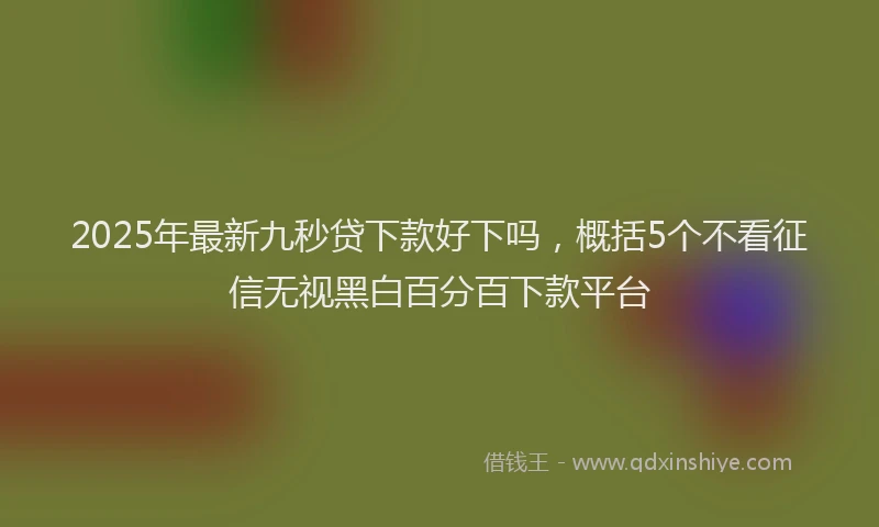 2025年最新九秒贷下款好下吗，概括5个不看征信无视黑白百分百下款平台