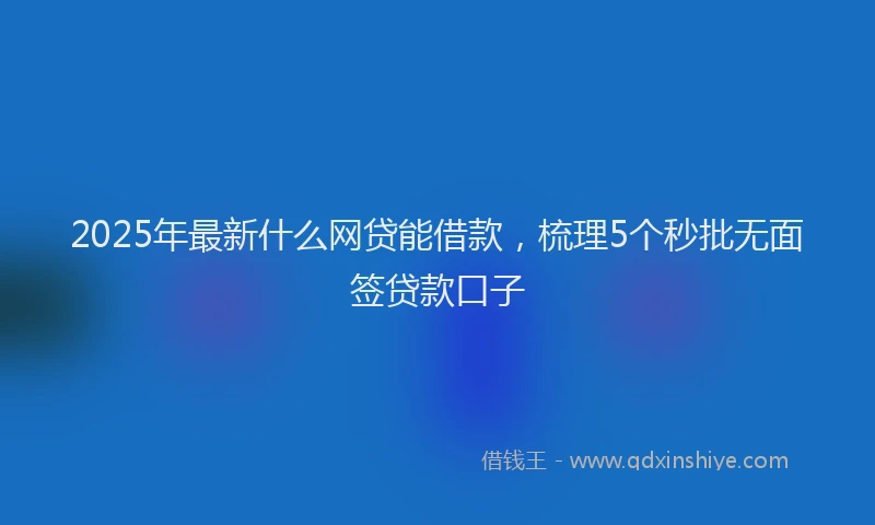2025年最新什么网贷能借款，梳理5个秒批无面签贷款口子