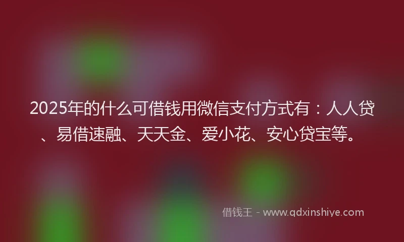 2025年的什么可借钱用微信支付方式有：人人贷、易借速融、天天金、爱小花、安心贷宝等。
