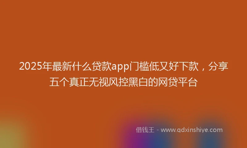 2025年最新什么贷款app门槛低又好下款，分享五个真正无视风控黑白的网贷平台