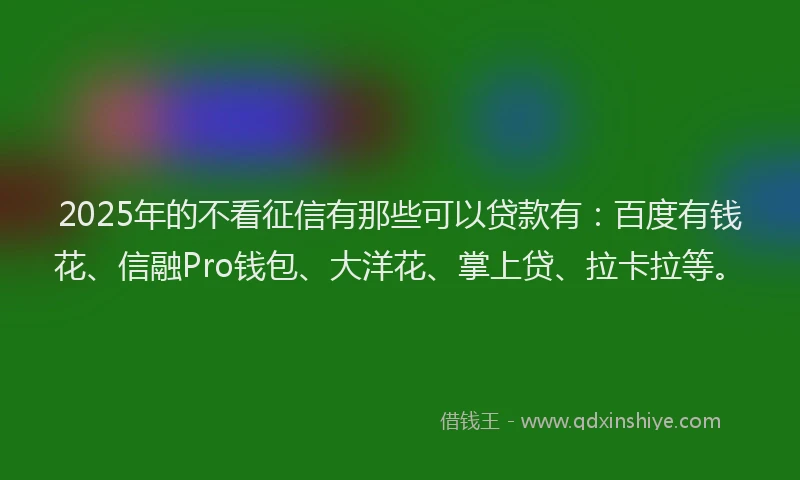 2025年的不看征信有那些可以贷款有：百度有钱花、信融Pro钱包、大洋花、掌上贷、拉卡拉等。
