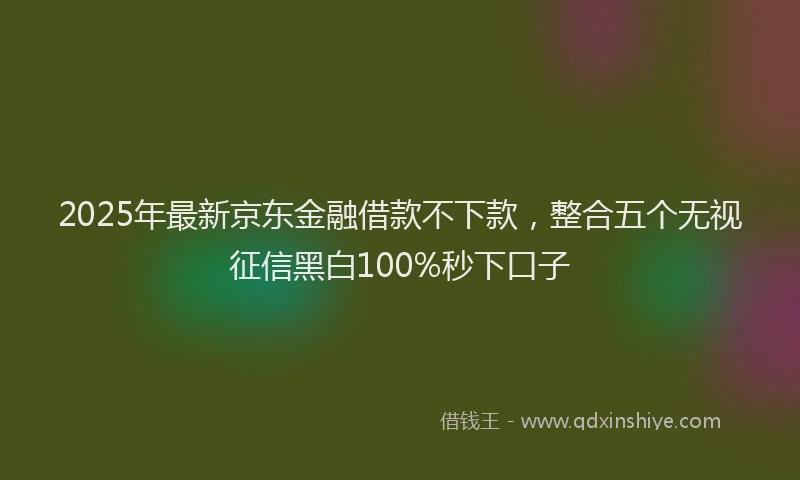 2025年最新京东金融借款不下款，整合五个无视征信黑白100%秒下口子