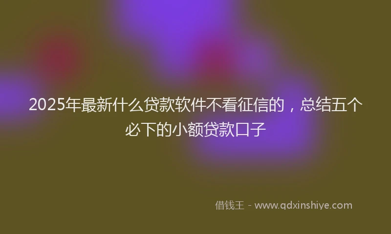 2025年最新什么贷款软件不看征信的，总结五个必下的小额贷款口子