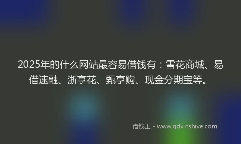 2025年的什么网站最容易借钱有：雪花商城、易借速融、浙享花、甄享购、现金分期宝等。