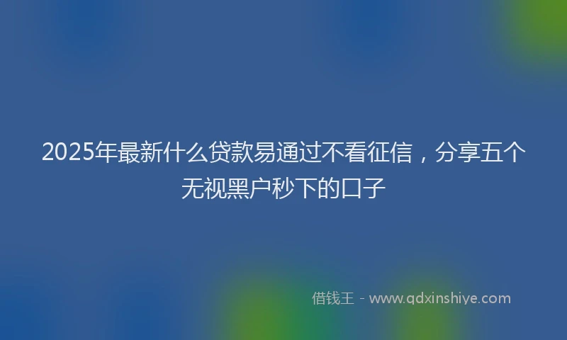 2025年最新什么贷款易通过不看征信，分享五个无视黑户秒下的口子