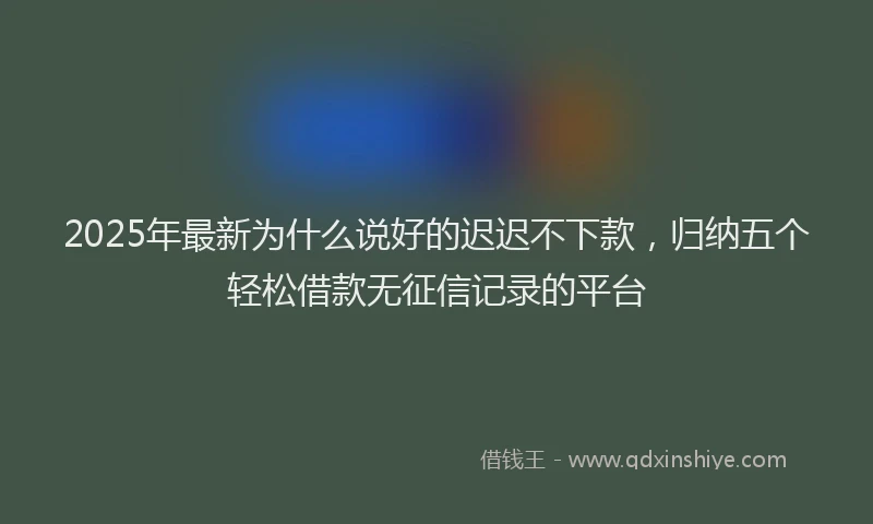 2025年最新为什么说好的迟迟不下款，归纳五个轻松借款无征信记录的平台