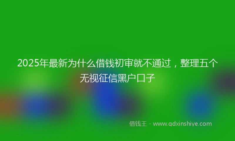 2025年最新为什么借钱初审就不通过，整理五个无视征信黑户口子