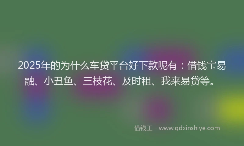 2025年的为什么车贷平台好下款呢有：借钱宝易融、小丑鱼、三枝花、及时租、我来易贷等。