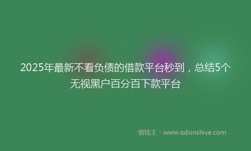 2025年最新不看负债的借款平台秒到，总结5个无视黑户百分百下款平台
