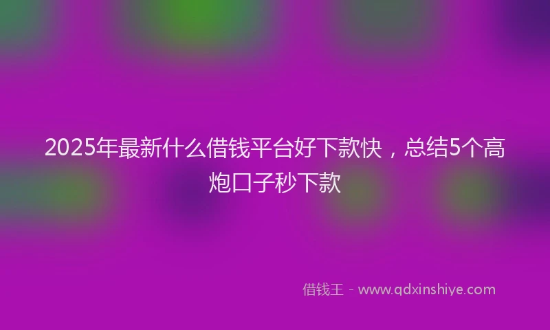 2025年最新什么借钱平台好下款快，总结5个高炮口子秒下款