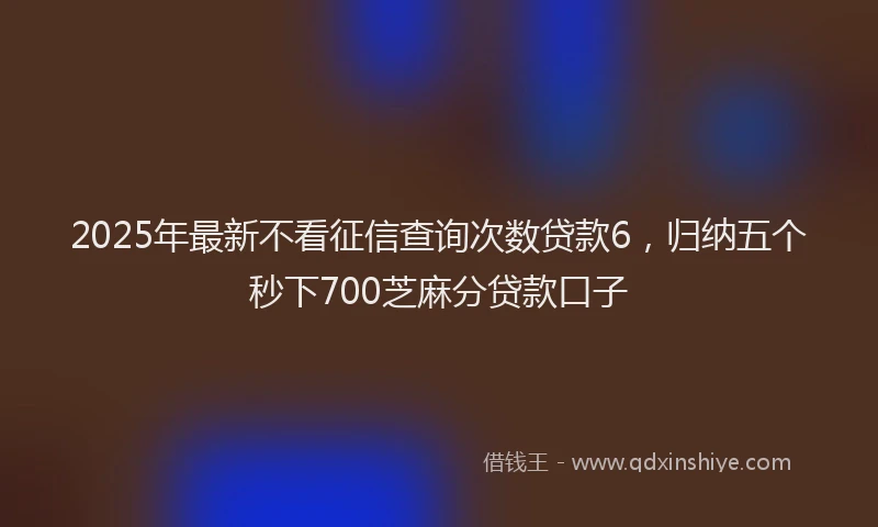 2025年最新不看征信查询次数贷款6，归纳五个秒下700芝麻分贷款口子