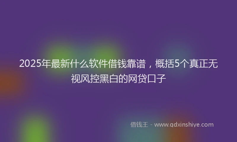 2025年最新什么软件借钱靠谱，概括5个真正无视风控黑白的网贷口子