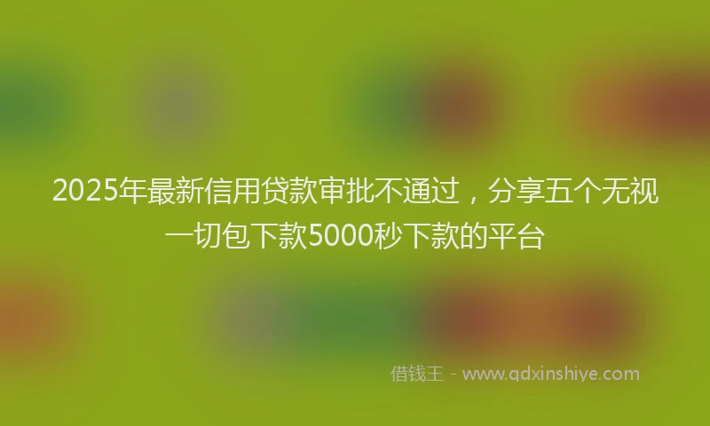 2025年最新信用贷款审批不通过，分享五个无视一切包下款5000秒下款的平台