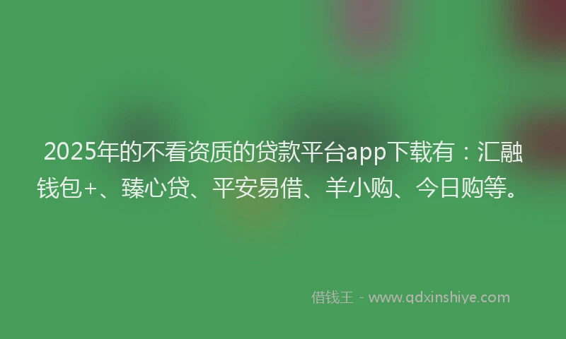 2025年的不看资质的贷款平台app下载有：汇融钱包+、臻心贷、平安易借、羊小购、今日购等。