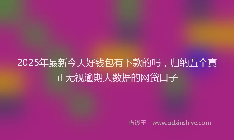 2025年最新今天好钱包有下款的吗，归纳五个真正无视逾期大数据的网贷口子