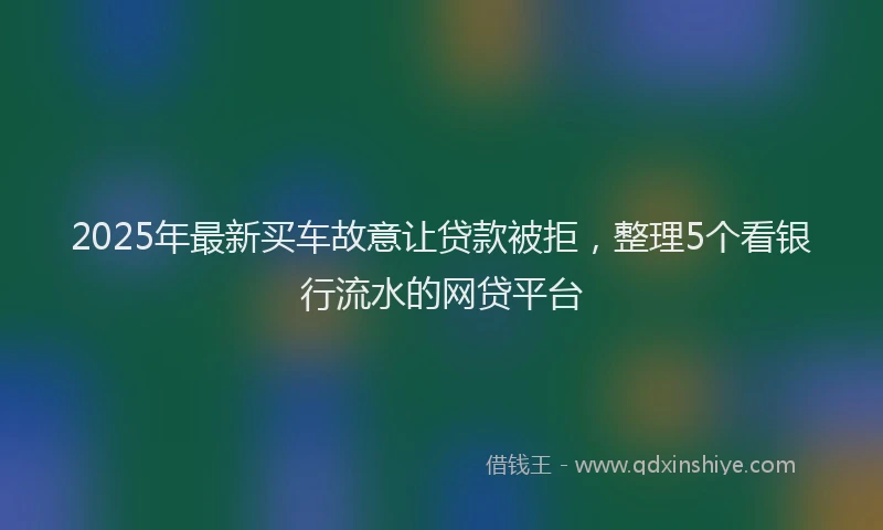 2025年最新买车故意让贷款被拒，整理5个看银行流水的网贷平台