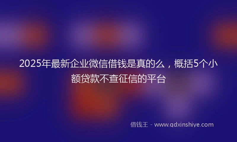 2025年最新企业微信借钱是真的么，概括5个小额贷款不查征信的平台