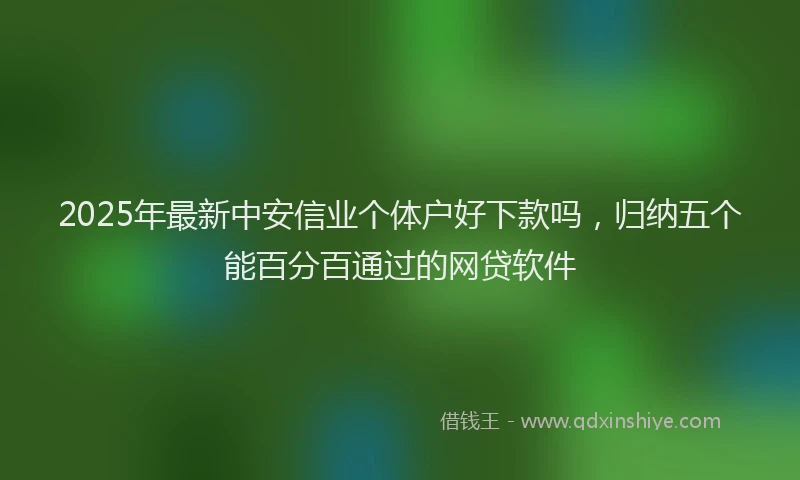 2025年最新中安信业个体户好下款吗，归纳五个能百分百通过的网贷软件