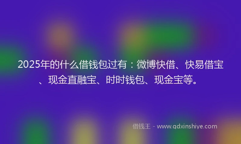 2025年的什么借钱包过有：微博快借、快易借宝、现金直融宝、时时钱包、现金宝等。