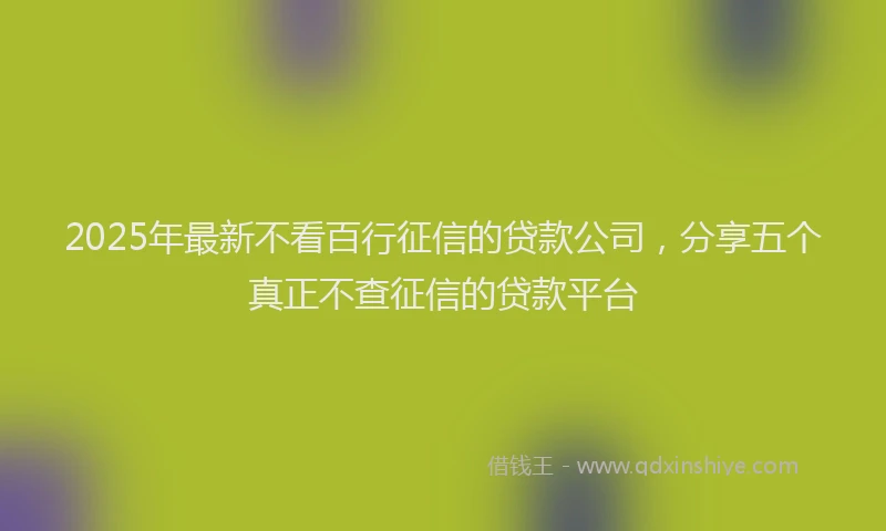 2025年最新不看百行征信的贷款公司，分享五个真正不查征信的贷款平台
