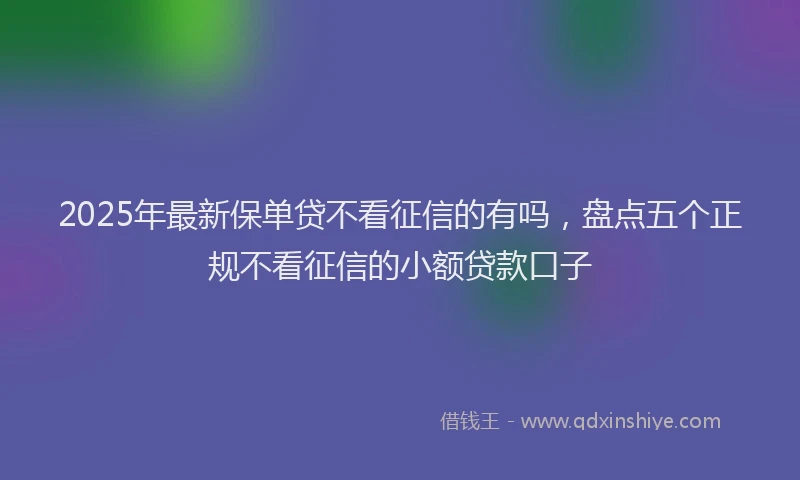 2025年最新保单贷不看征信的有吗，盘点五个正规不看征信的小额贷款口子