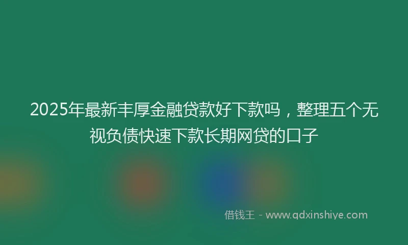 2025年最新丰厚金融贷款好下款吗，整理五个无视负债快速下款长期网贷的口子