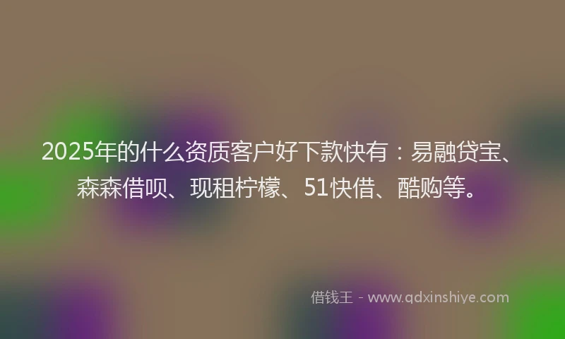 2025年的什么资质客户好下款快有：易融贷宝、森森借呗、现租柠檬、51快借、酷购等。