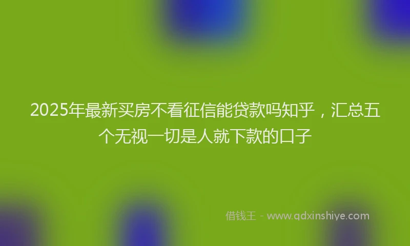2025年最新买房不看征信能贷款吗知乎，汇总五个无视一切是人就下款的口子