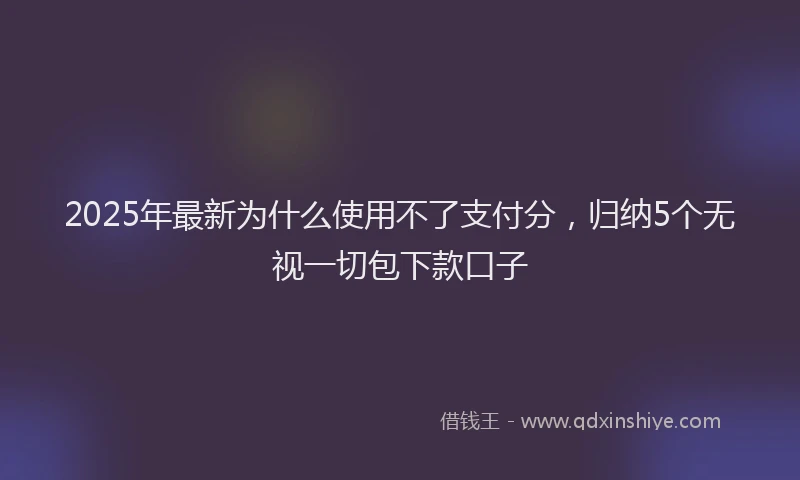 2025年最新为什么使用不了支付分，归纳5个无视一切包下款口子