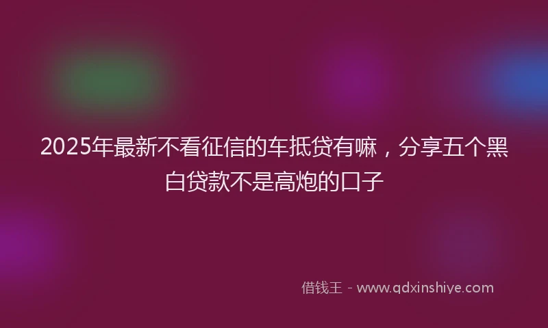 2025年最新不看征信的车抵贷有嘛，分享五个黑白贷款不是高炮的口子