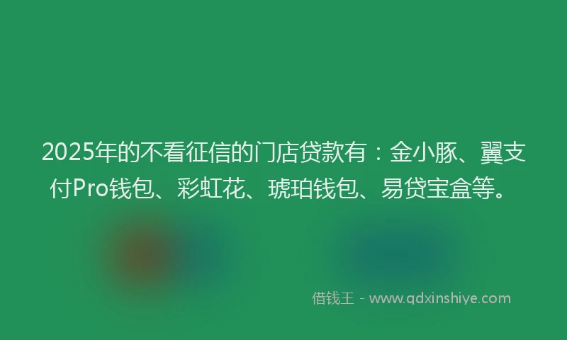 2025年的不看征信的门店贷款有：金小豚、翼支付Pro钱包、彩虹花、琥珀钱包、易贷宝盒等。