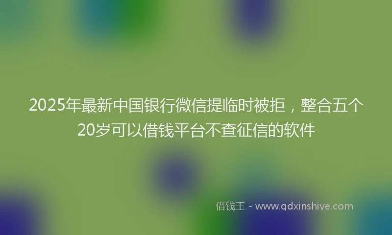 2025年最新中国银行微信提临时被拒，整合五个20岁可以借钱平台不查征信的软件