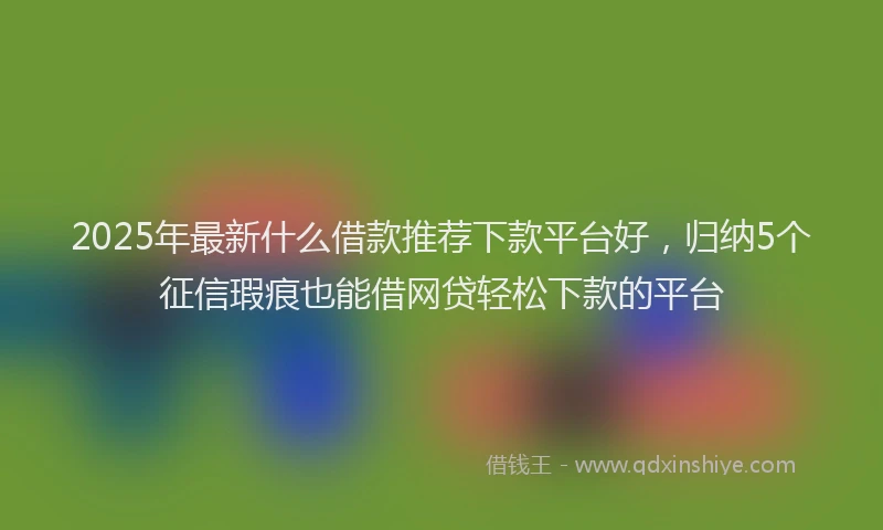 2025年最新什么借款推荐下款平台好，归纳5个征信瑕疵也能借网贷轻松下款的平台