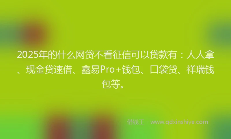 2025年的什么网贷不看征信可以贷款有：人人拿、现金贷速借、鑫易Pro+钱包、口袋贷、祥瑞钱包等。