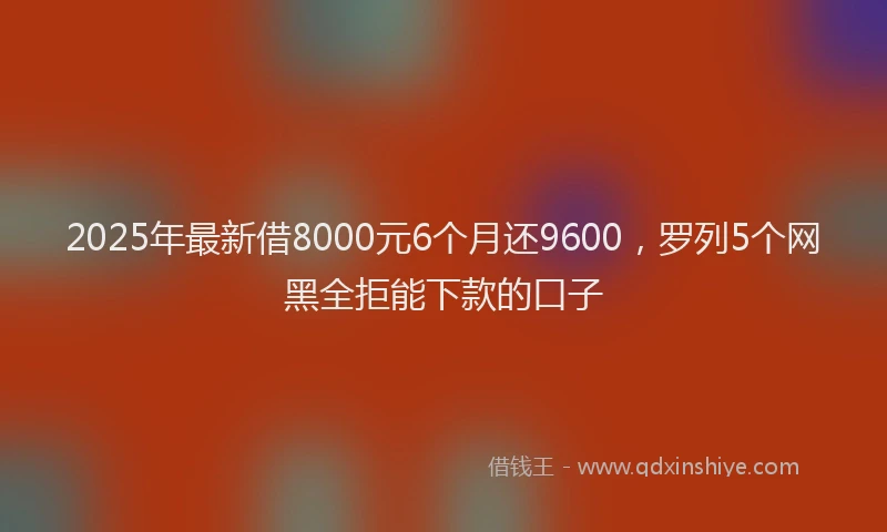 2025年最新借8000元6个月还9600，罗列5个网黑全拒能下款的口子
