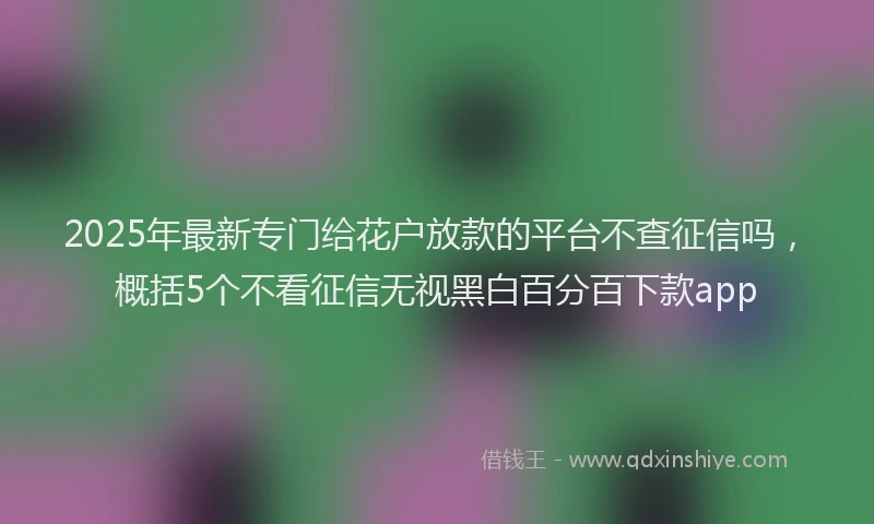 2025年最新专门给花户放款的平台不查征信吗，概括5个不看征信无视黑白百分百下款app