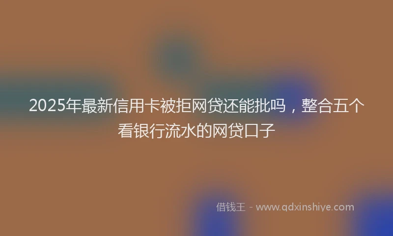 2025年最新信用卡被拒网贷还能批吗，整合五个看银行流水的网贷口子