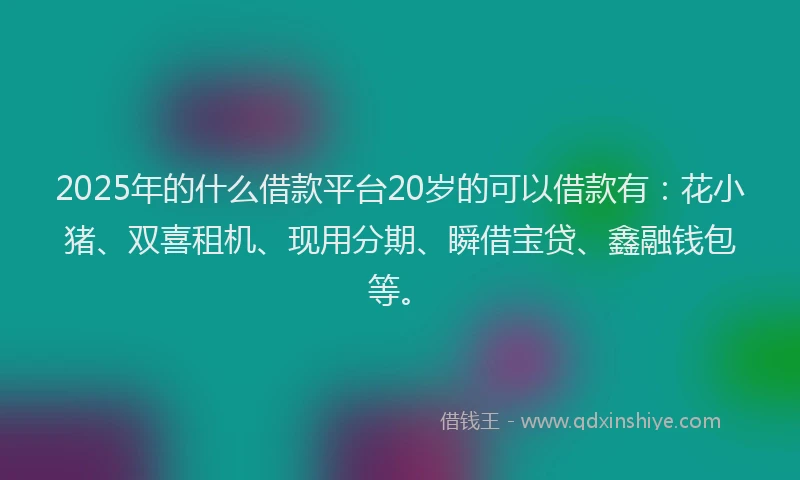 2025年的什么借款平台20岁的可以借款有：花小猪、双喜租机、现用分期、瞬借宝贷、鑫融钱包等。