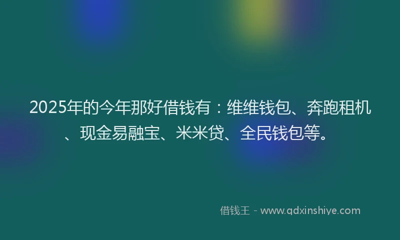 2025年的今年那好借钱有：维维钱包、奔跑租机、现金易融宝、米米贷、全民钱包等。