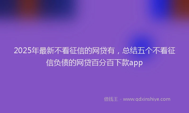2025年最新不看征信的网贷有，总结五个不看征信负债的网贷百分百下款app