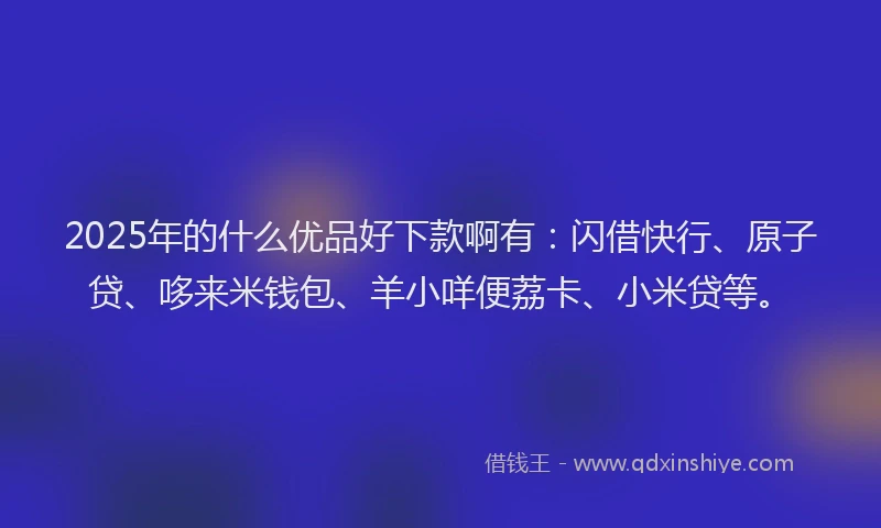 2025年的什么优品好下款啊有：闪借快行、原子贷、哆来米钱包、羊小咩便荔卡、小米贷等。