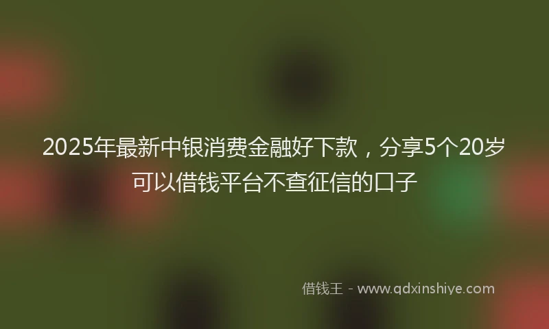 2025年最新中银消费金融好下款，分享5个20岁可以借钱平台不查征信的口子