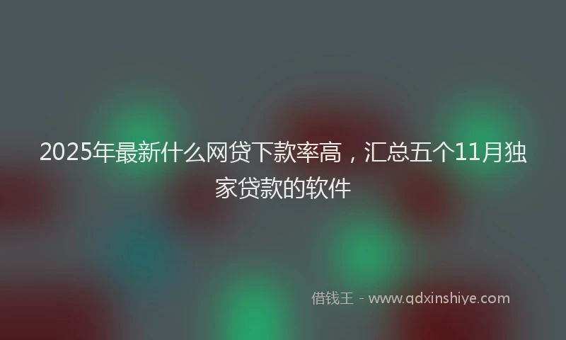 2025年最新什么网贷下款率高，汇总五个11月独家贷款的软件
