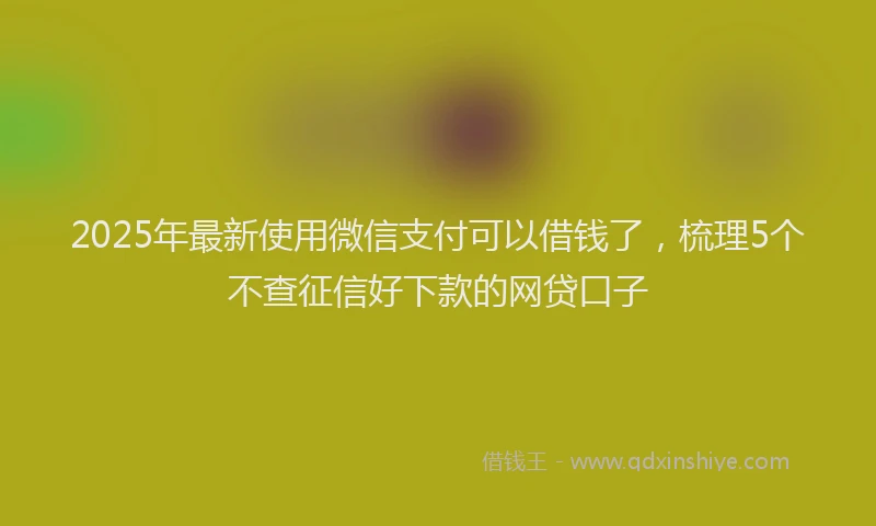 2025年最新使用微信支付可以借钱了，梳理5个不查征信好下款的网贷口子